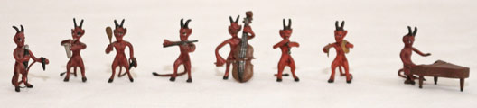 Wiener Jugendstilbronzen Teufelsorchester Miniatur Bronzefiguren Teufelskapelle