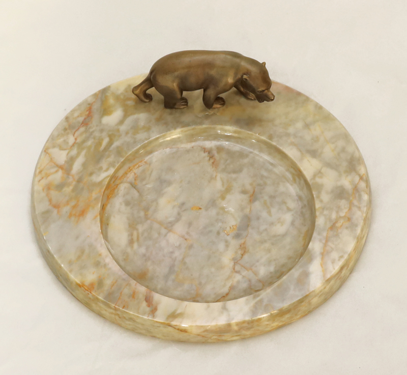 Wiener Jugendstil Bronze Braunbaer Marmor Tierbronze