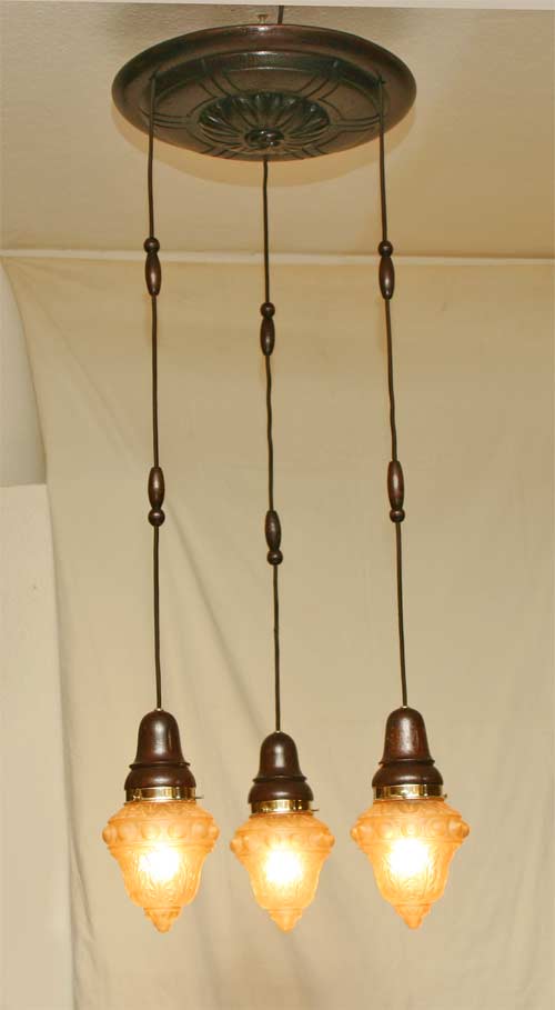 Art Deco Holz Deckenlampe