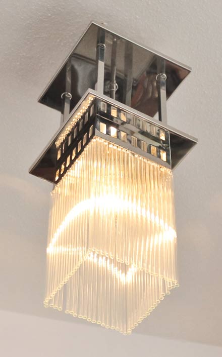 Art Deco Deckenlampe vernickelt