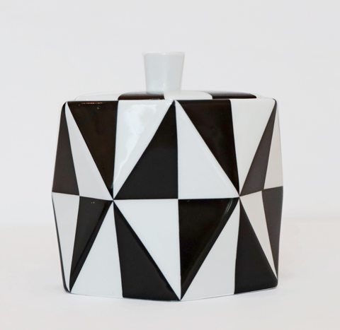 Design Porzellan Dose Zuckerdose schwarz weiss