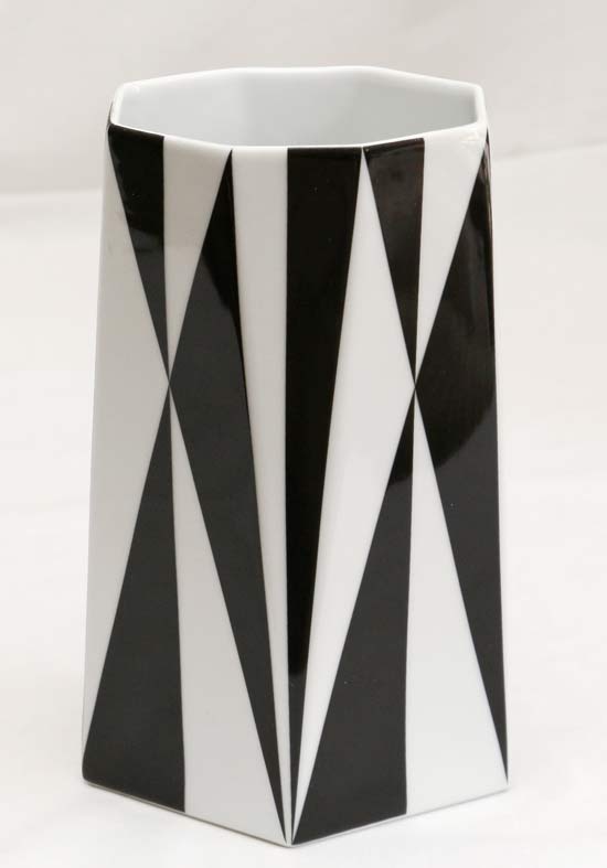 Design Porzellan Vase Blumenvase schwarz weiss