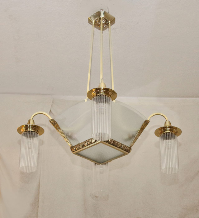 Art Deco Luster Messing Lampe