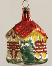 Alter nostalgischer Glas Christbaumschmuck Haus Christbaumbehang