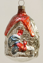 Alter nostalgischer Glas Christbaumschmuck Haus Christbaumbehang