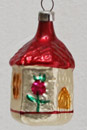 Alter nostalgischer Glas Christbaumschmuck Haus Christbaumbehang