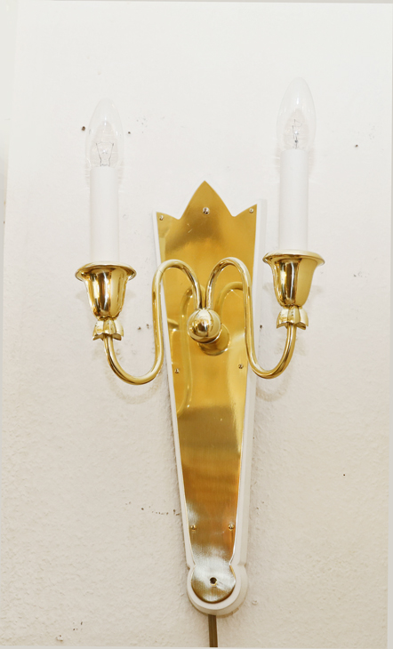 Paar Art Deco Wandlampen  Messing Leuchte